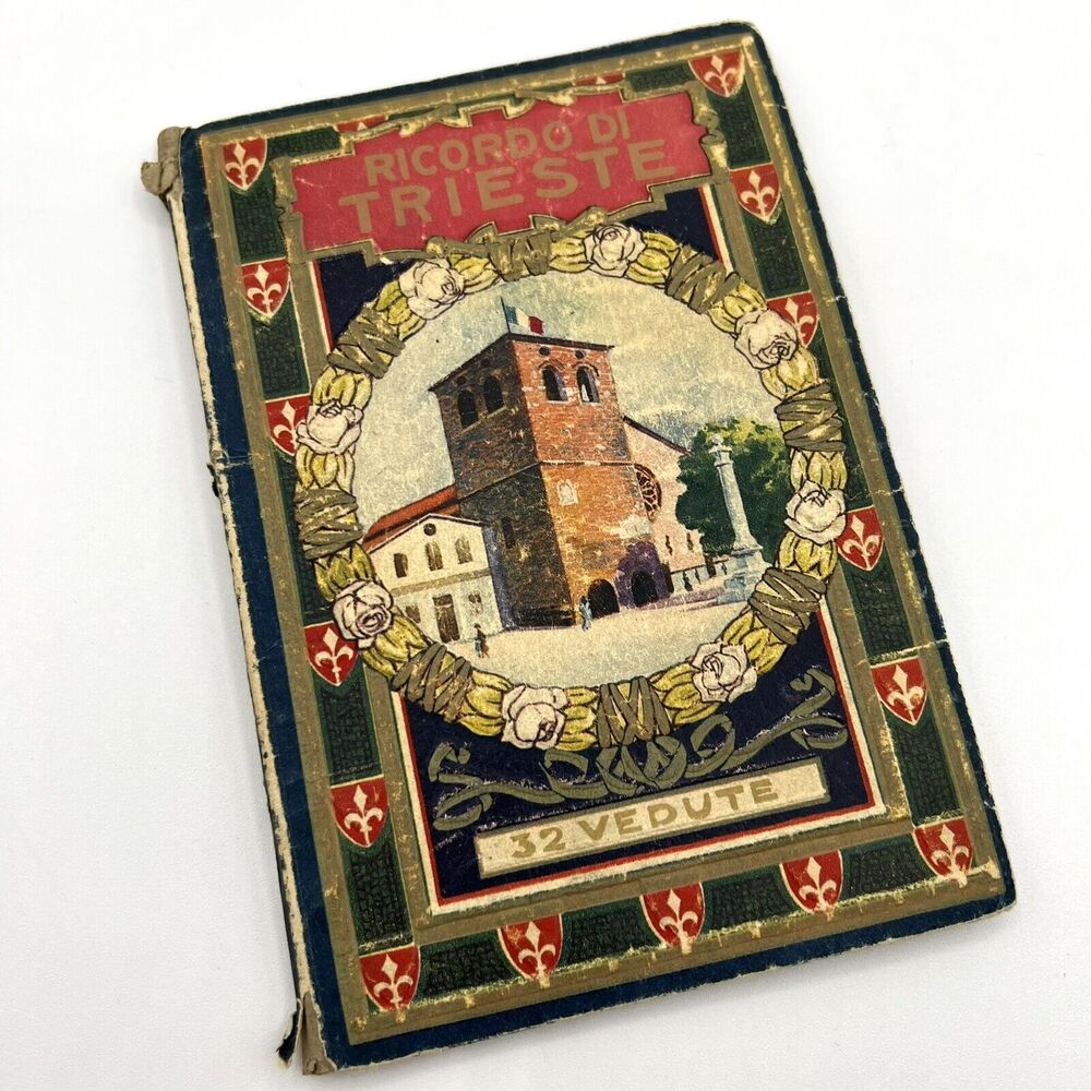 Ricordo Di Trieste 32 Vedute Antique Folding Accordion Style Photo Souvenir Book